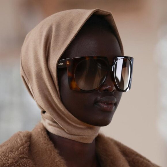 MaxMara ANNE MM0023 52F Geometric Sunglasses - Havana/Brown - Picture 5 of 11